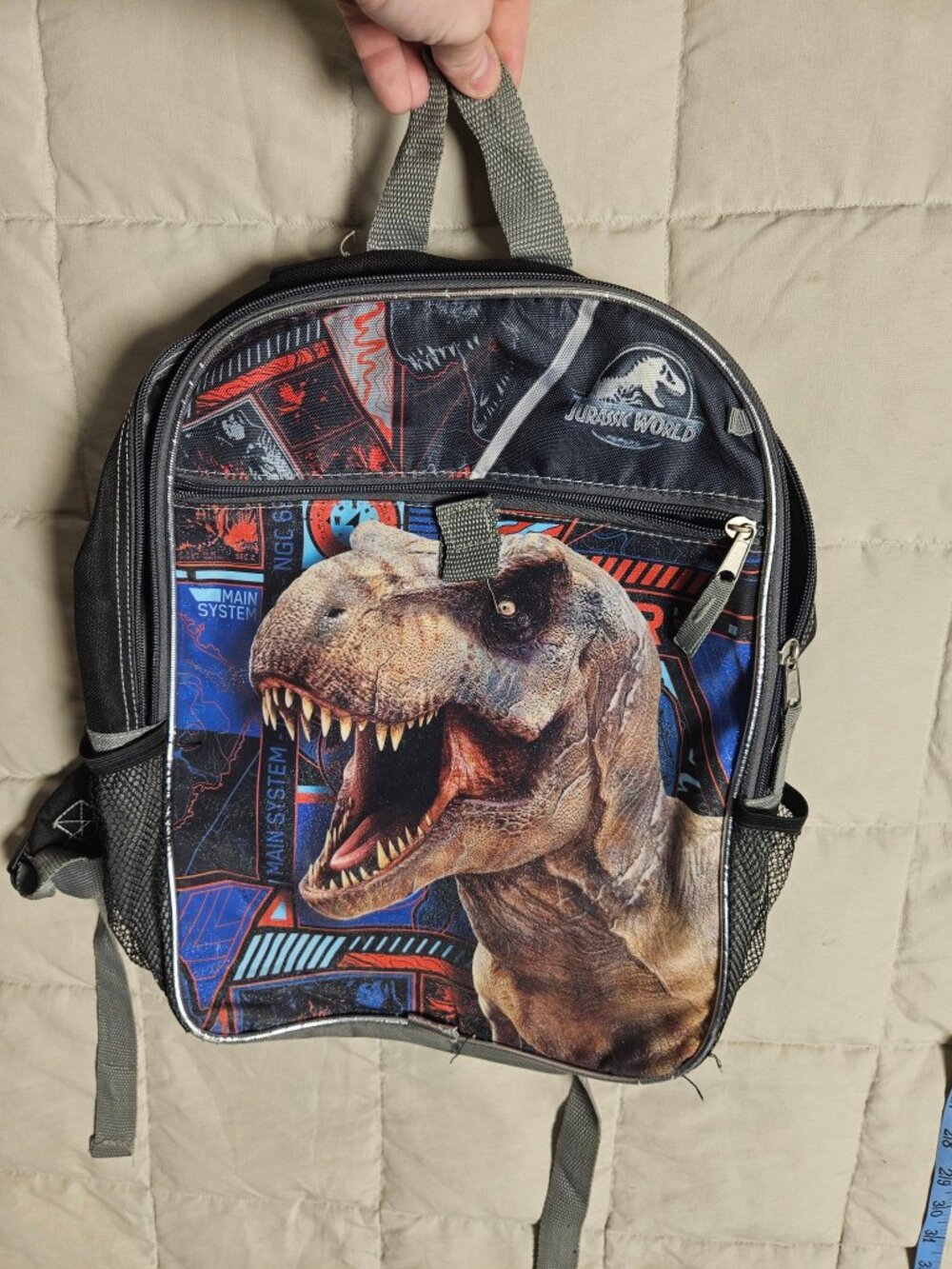 Jurassic World Kids Backpack T-Rex Dinosaur Graphic School Bag Black